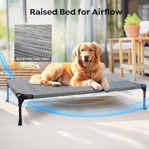 Miniatura 6 de Veehoo - Cama elevada refrescante para perro, cojín impermeable removible, malla transpirable Teslin, patas antideslizantes, diseño de sofá para