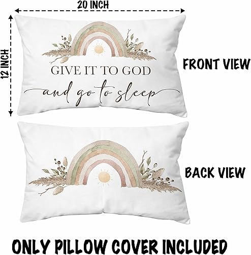 Miniatura 2 de YQV Fundas de almohada decorativas de 12 x 20 pulgadas, reversibles, suaves, bohemias, arcoíris, regalos cristianos para mujeres, decoración del