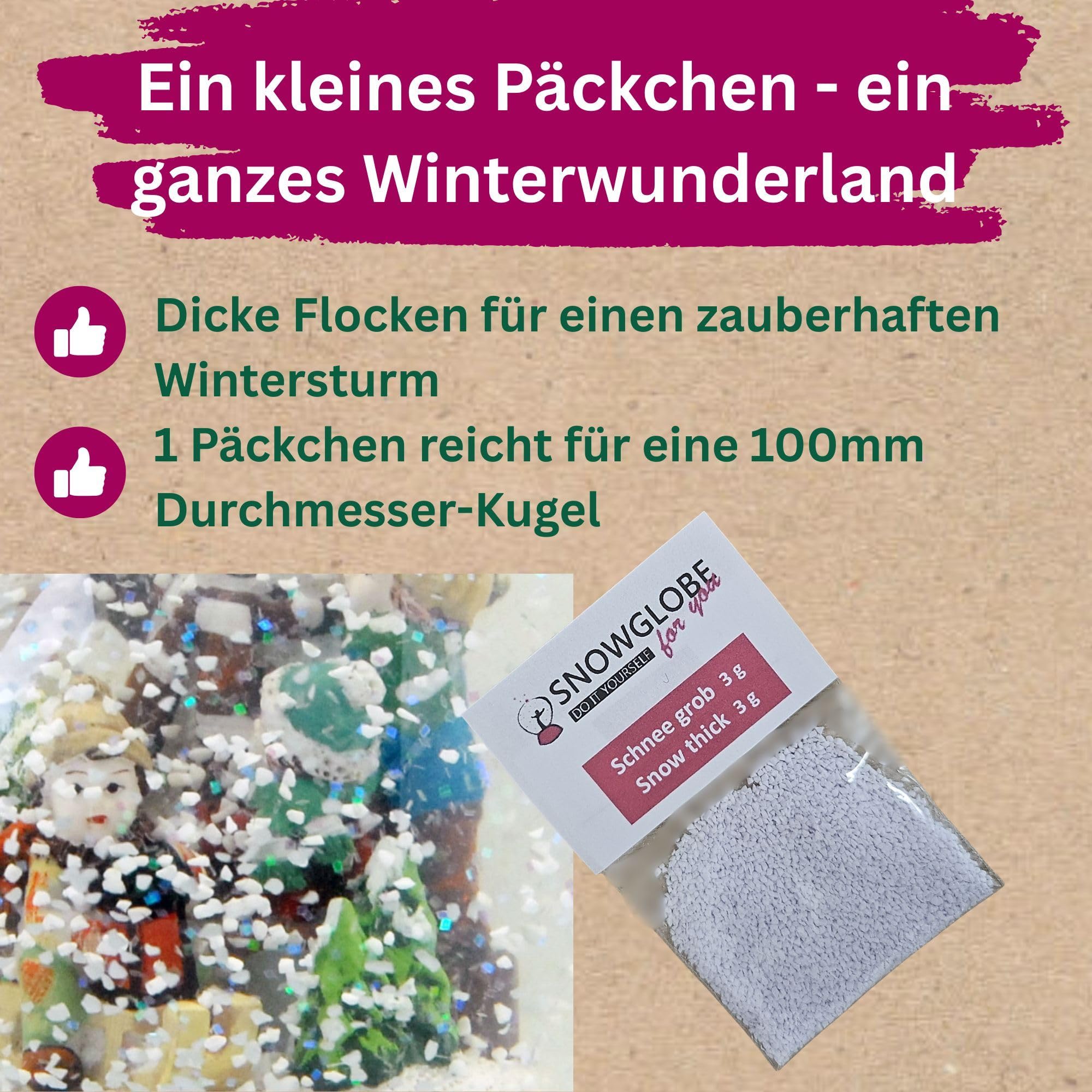 Amazon.de: 3 x 3 g grober Schnee fr Schneekugel zum Basteln fr DIY  Bastelset | Schttelkugel selbermachen | Individuelle Schneekugel | 40023
