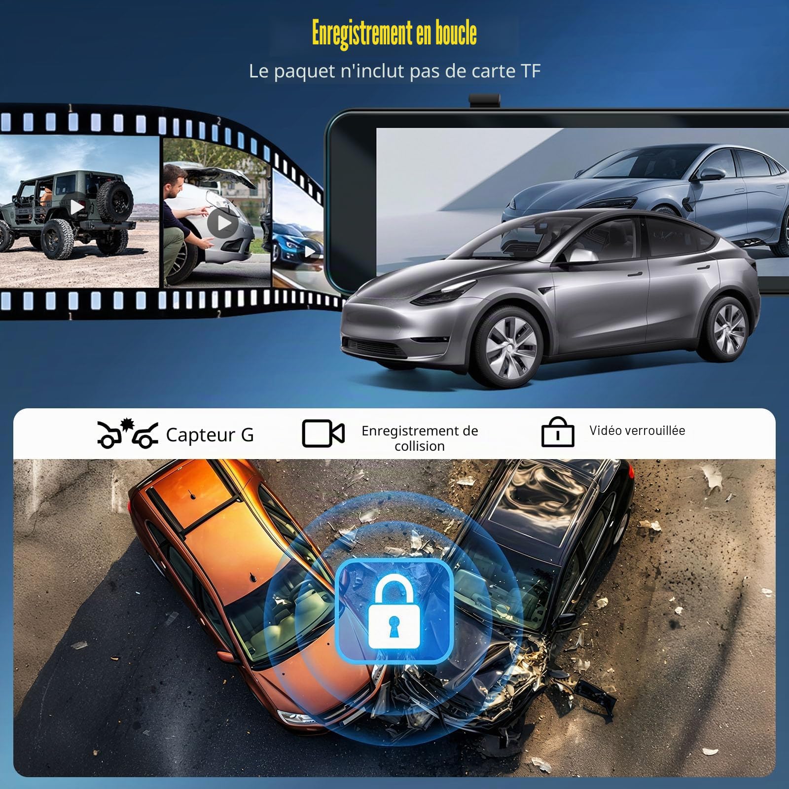 OiLiehu 4K Dashcam Voiture Avant et Arrière, AHD Rétroviseur Dashcam, 10,88" Écran Tactile avec G-capteur, Vision Nocturne, Aide au Stationnement, ADAS, BSD, LCA, Contrôle par Application, GPS