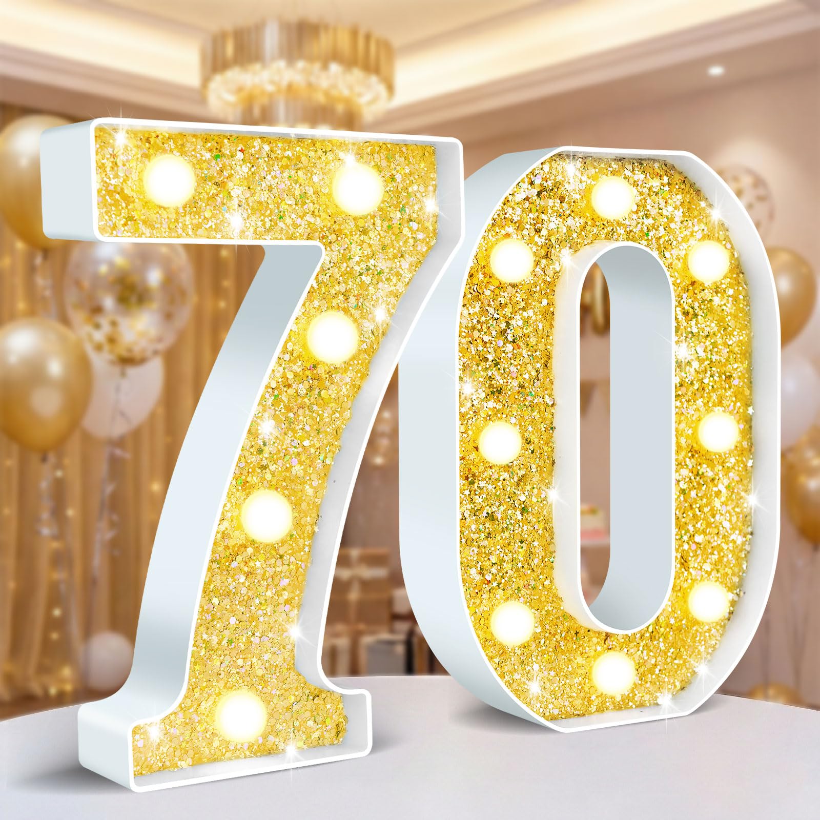 Ledido LED Light Up Marquee Numbers Sign - Cool & Warm Light up Numbers for 40th Birthday Decorations, LED Number Lights for Wedding Anniversary Grad Home Bedroom Table Wall Party Decor, Number 40 — view 8