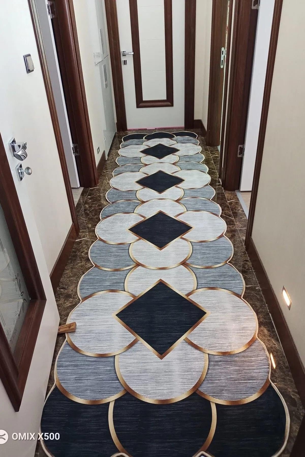 Monnhein Çok Renkli Yolluk Santa-3 - Yıkanabilir, Kaymaz Taban, Dijital Baskılı, Leke Tutmaz, İnce Hav, Modern Koridor, Mutfak, Antre ve Salon için Dekoratif Yolluk