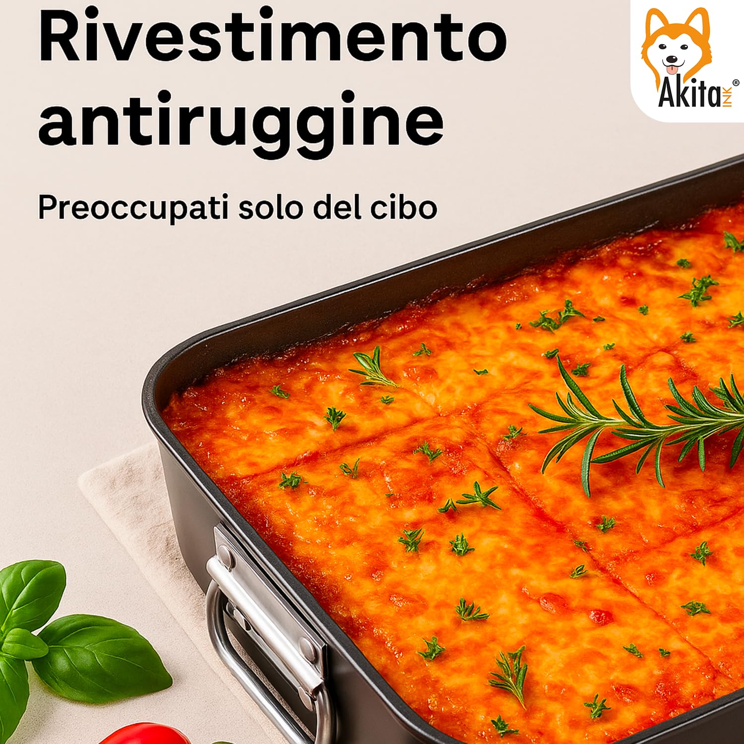 AKITAInk Set 4 Teglie Antiaderenti 20-25-30-35 cm | Acciaio al Carbonio, Cottura Uniforme, Bordo Alto, Lavabili in Lavastoviglie, Senza Grassi per Pizze e Torte Made in Italy