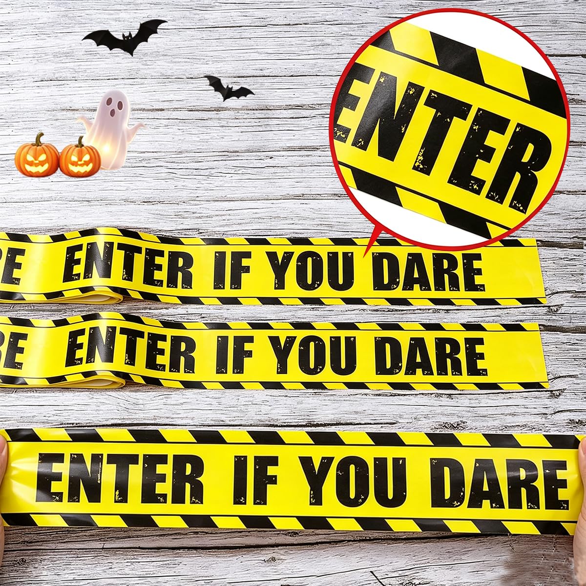 Halloween Decorations Halloween Caution Tape Fright Warning Tape Halloween Tape Bundle Creepy Banner Party Decor for Haunted Houses, Party, Door, Danger Areas Decor (2.6Inch x 60Ft)(G238-8) image 3
