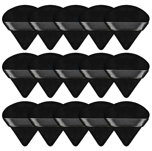 Pimoys 15 piezas de esponja de maquillaje triangular, esponja de maquillaje para polvo suelto, soplo de terciopelo para cara, exquisito maquillaje