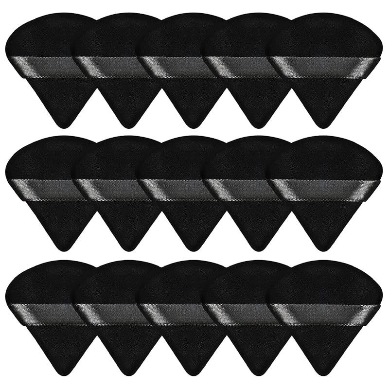 Pimoys Pacote com 15 Puffs Triangulares para Pó, Preto
