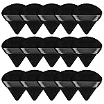 Pimoys 15 Pieces Powder Puff Triangle Makeup Sponge Setting Powder Puffs for Loose Powder Velour Puff for Face Exquisite Makeup Eyes Contouring, Blender Sponge Beauty Makeup Tool(Black)