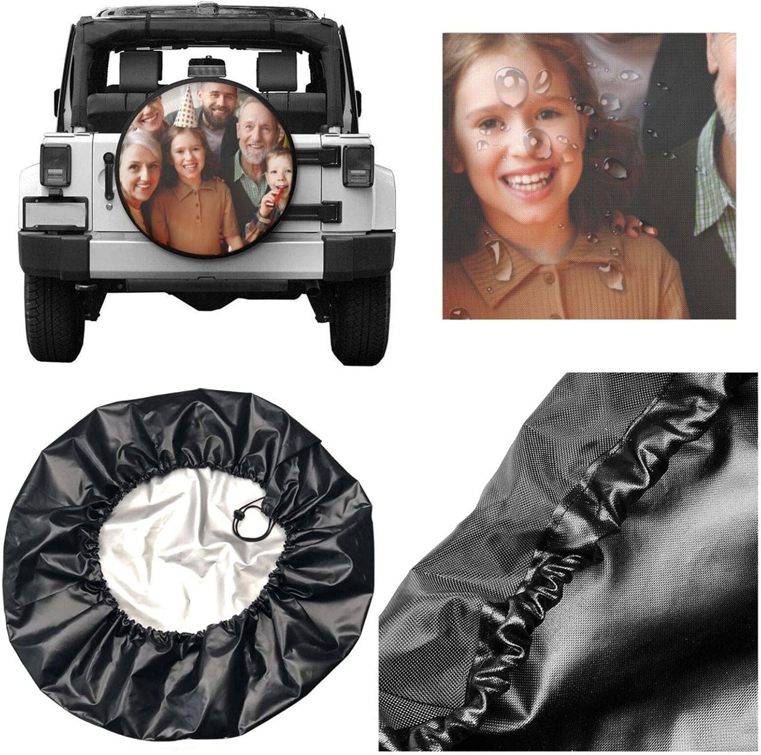 Custom Spare Tire Covers Add Your Own Personalized Text Image Waterproof Dust-Proof Universal Wheel Tire Protectors Fits Tire for Jeep Wrangler Trailer RV SUV and All Other Vehicles