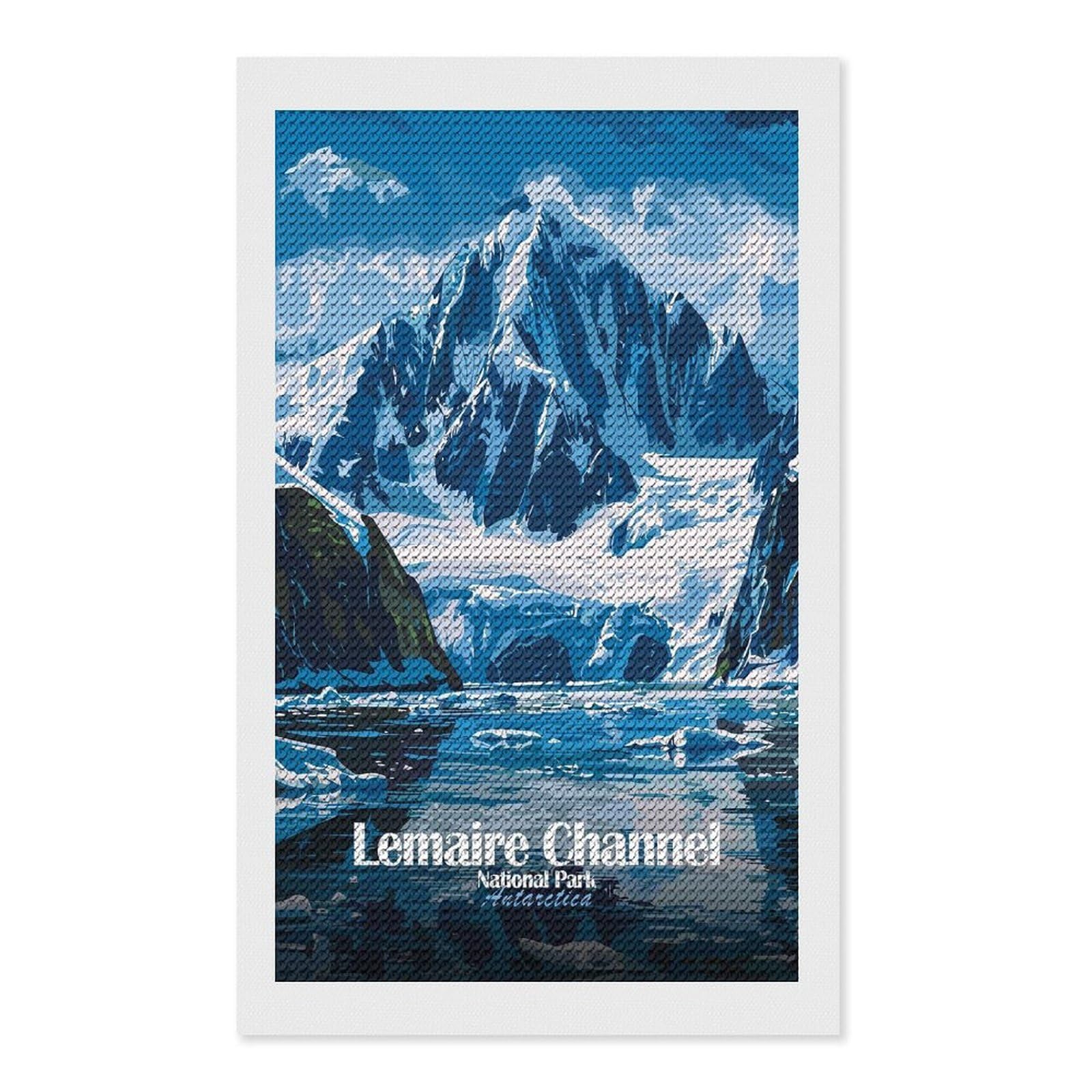 Junmoney Lemaire Channel National Park Antarctica Full Drill Diamond Painting Kit 12"x20", Mindful Craft Activity, Bedroom Decor, for Adults, Gift Idea