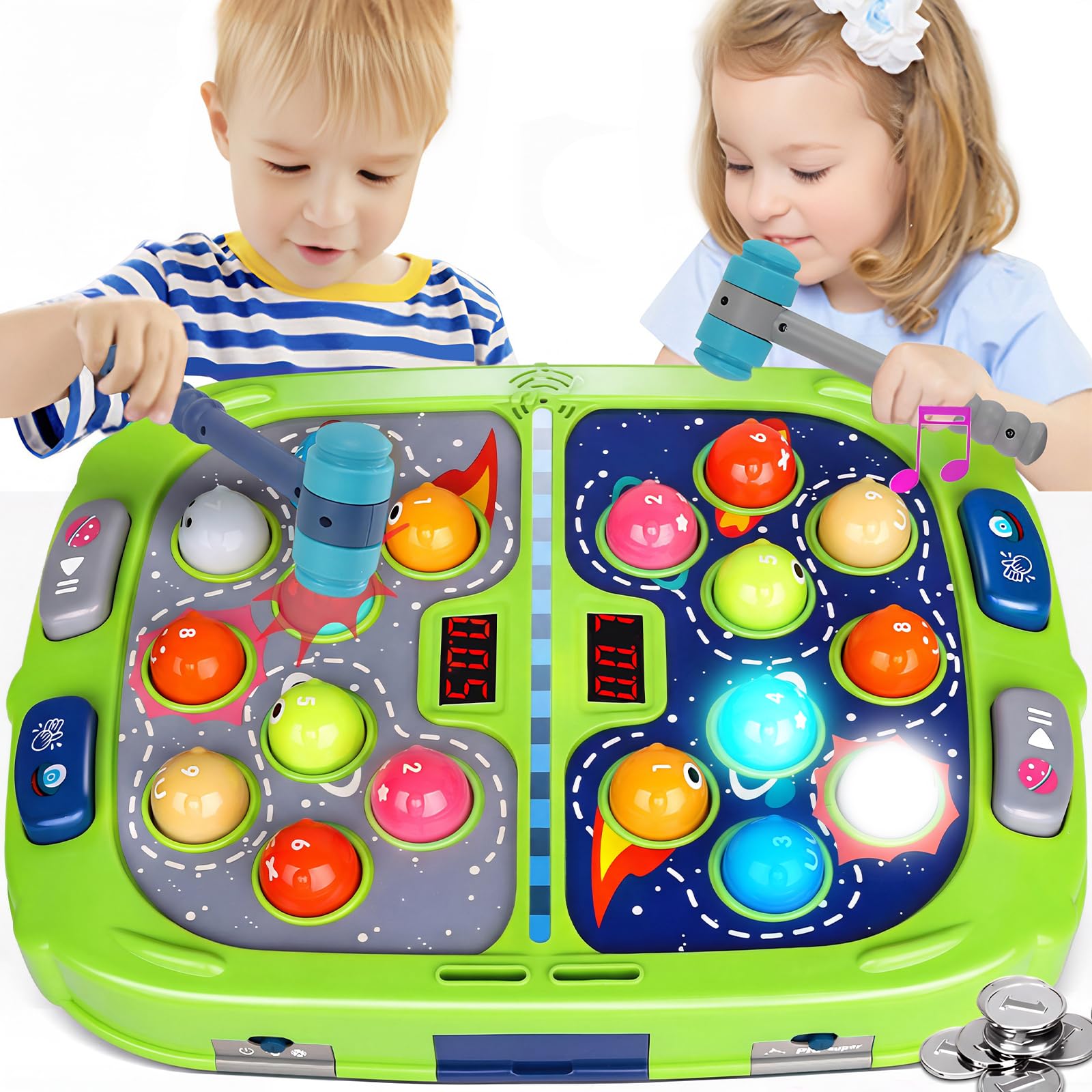 Hammerwurf-Set für Kleinkinder, Spielzeug für Jungen und Mädchen im Alter von 3-12 Jahren, Schlagspiel für Kinder, Geschenke für Kinder im Alter von 3, 4, 5, 6 Jahren, interaktives Lernspielzeug mit