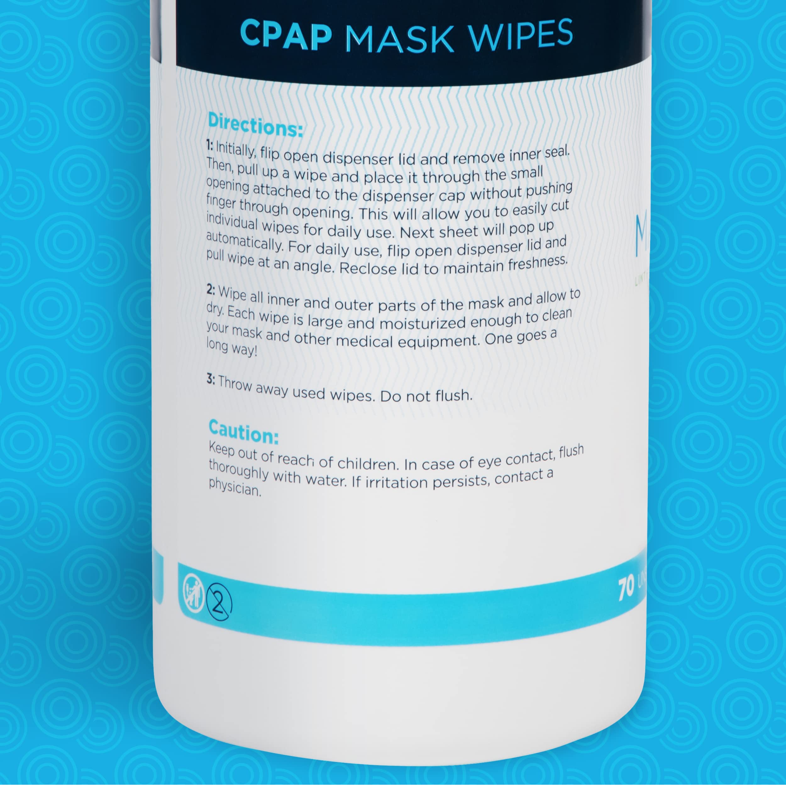 Care Touch CPAP Mask Cleaning Wipes Unscented 2 Packs of 70