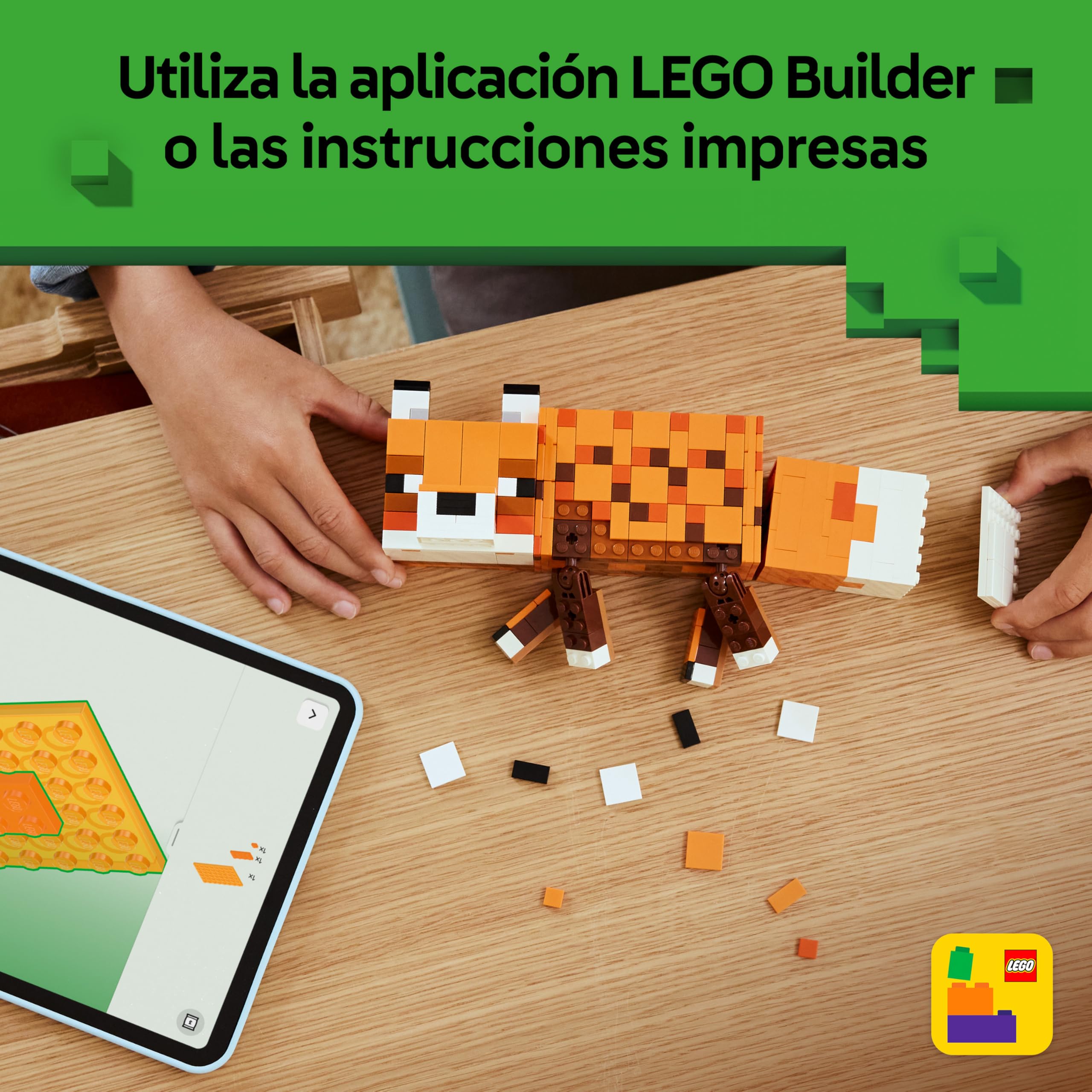 LEGO Minecraft El Zorro - Figura Articulada de Animal de Juguete - Maqueta 3D con Accesorios - Decoración para el Dormitorio - Regalo Gamer de Cumpleaños para Niños y Niñas de 10+ Años - 21588