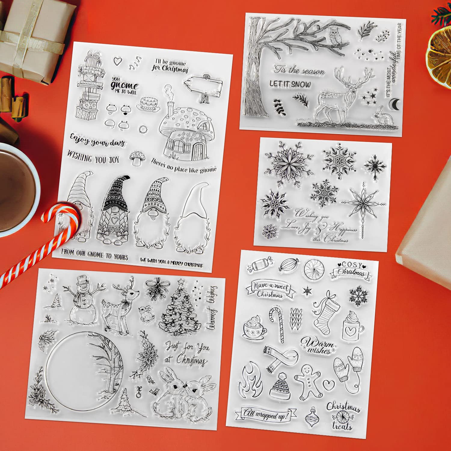 12 Tampons En Silicone Transparents Motif Poules De Noël - Pour Scrapbooking, Cartes, Bullet Journal (format A6)