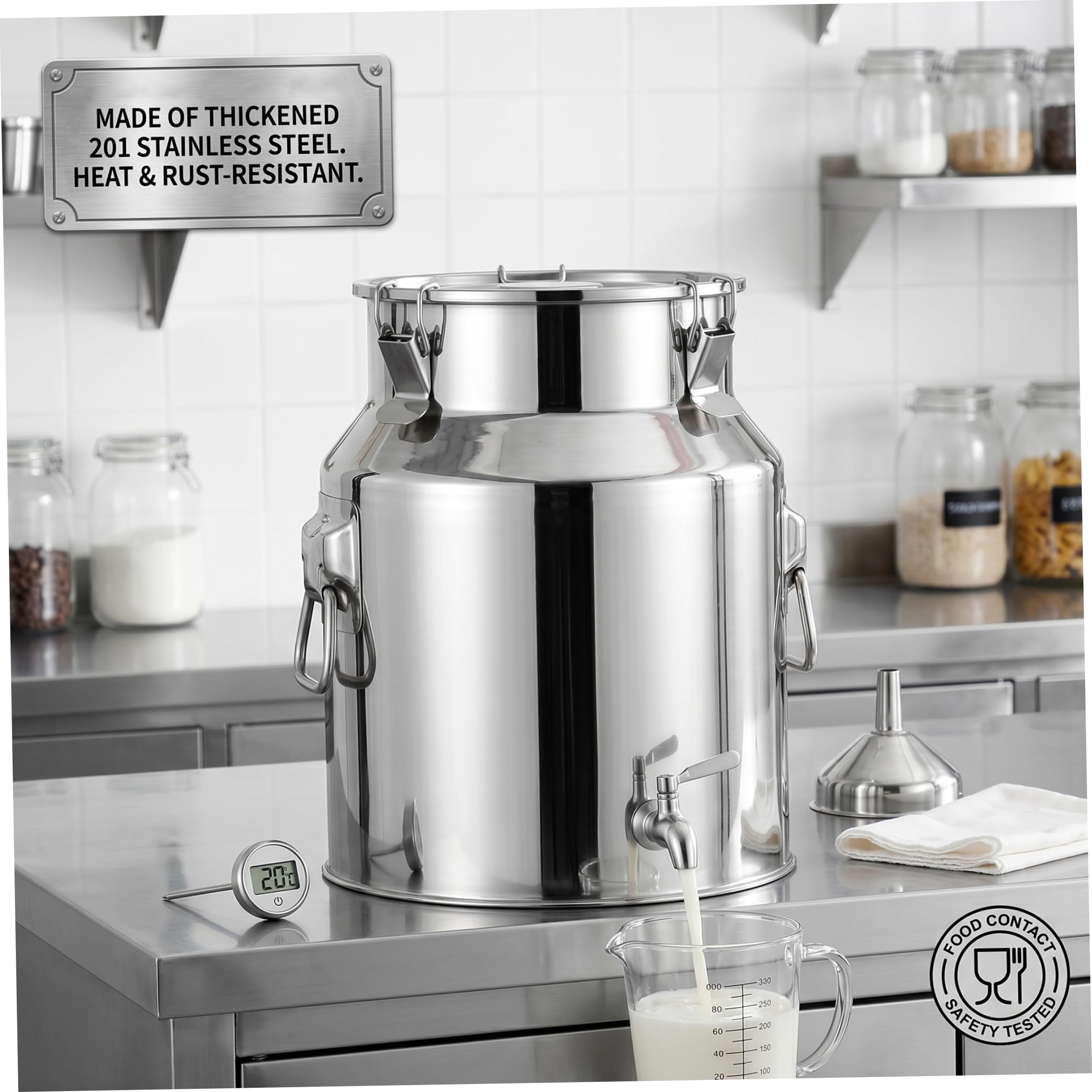 Dispensador de Bebidas de Acero Inoxidable de 3, 7 galones con espita, Recipiente para Bebidas con Tapa con Cerradura