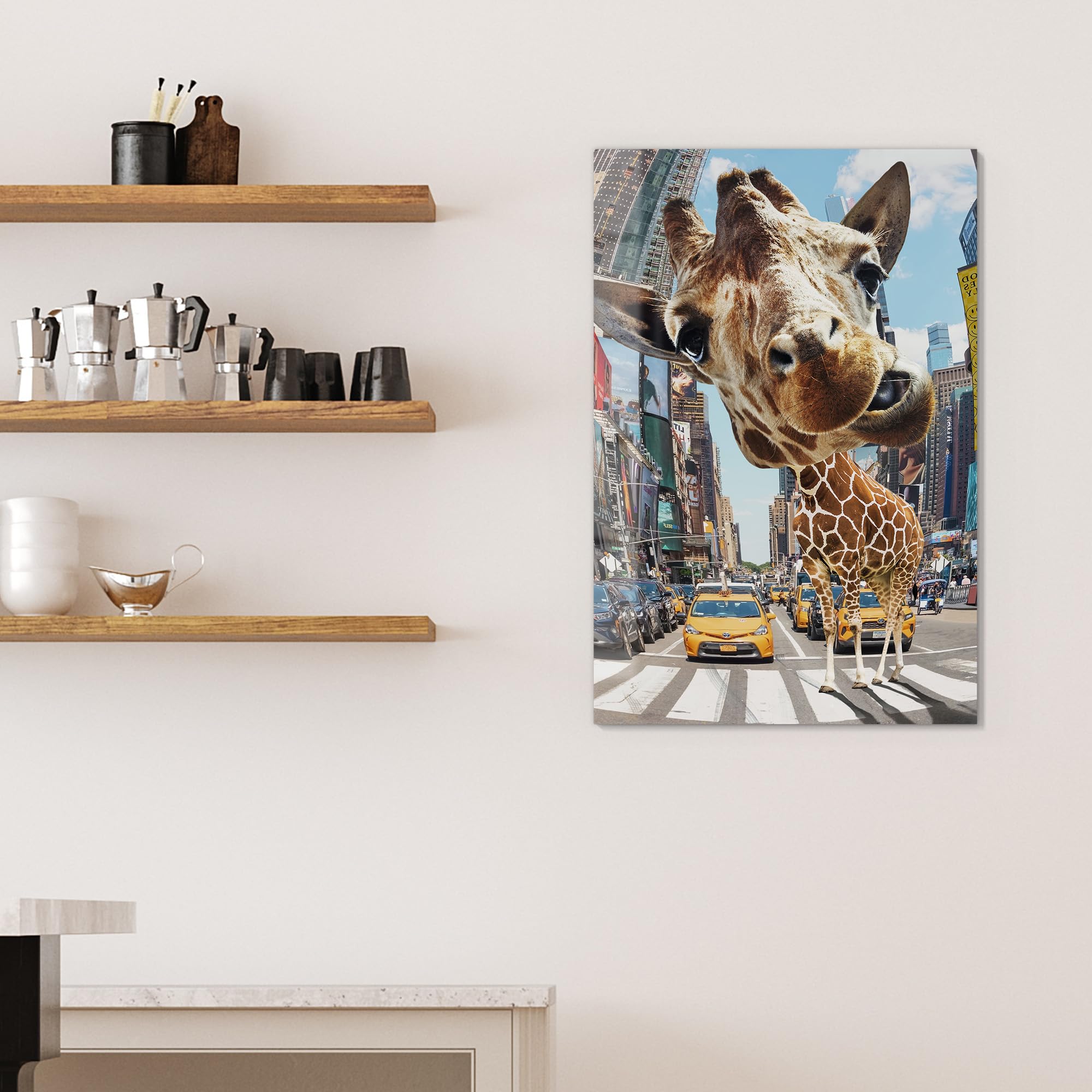 DEQOART Pizarra magnética de cristal, 60 x 90 cm, diseño "transeúntes exóticos", pizarra magnética de cristal, incluye imanes, bolígrafo y paño para cocina y oficina, pizarra magnética y se puede