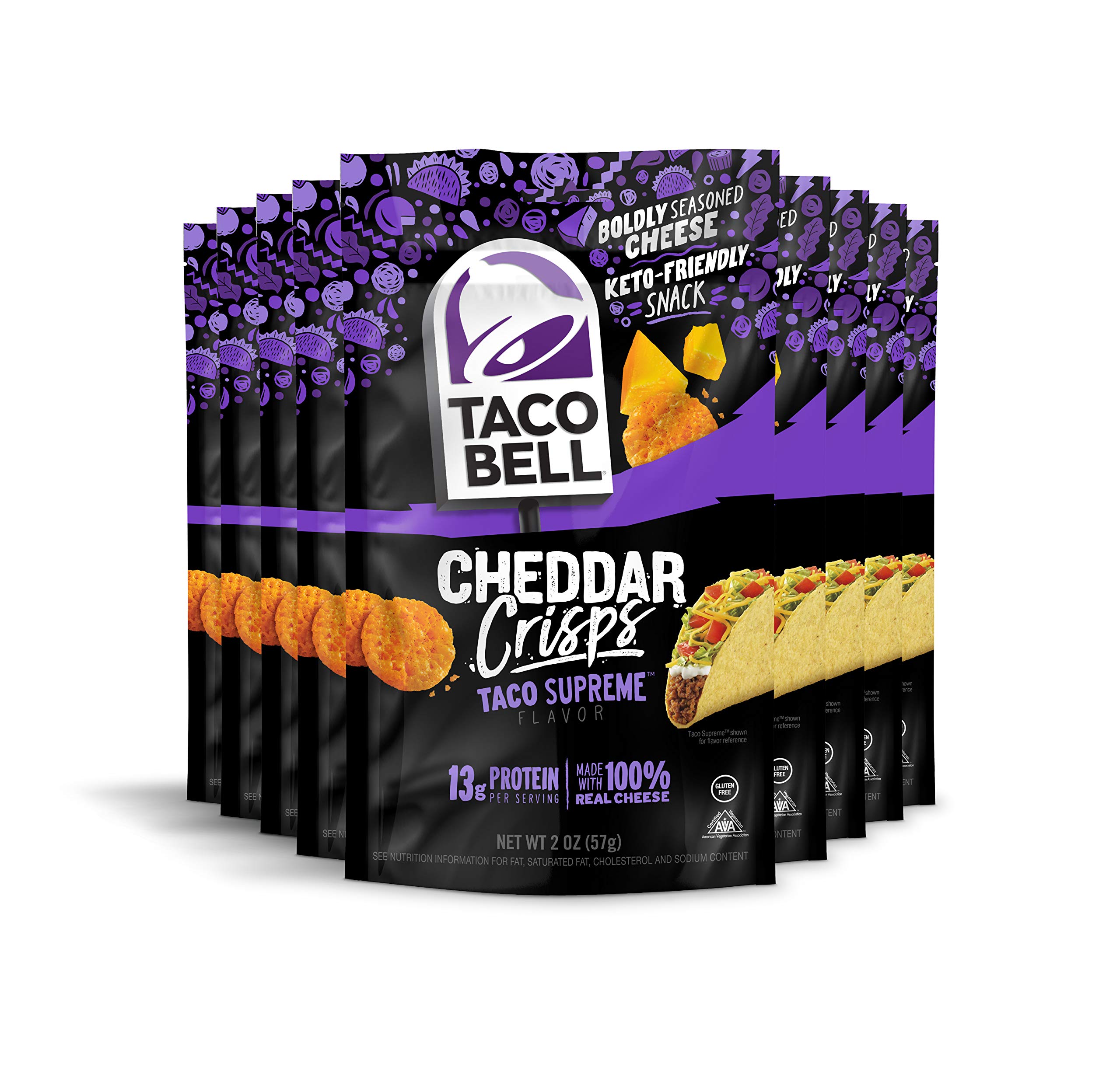 Buy Taco Bell Cheddar Crisps Taco Supreme Flavor Keto Friendly, Low