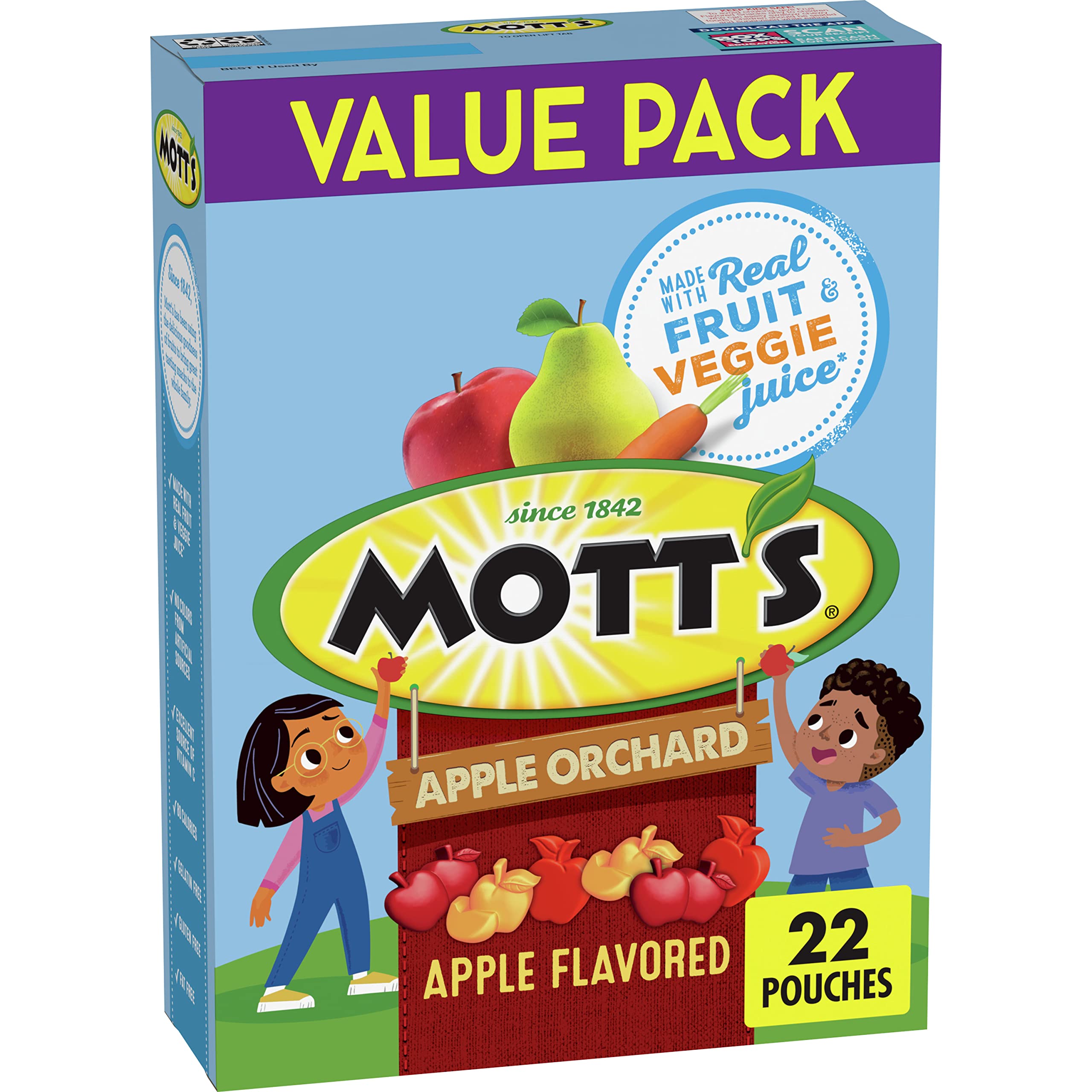 Mott's Fruit Flavored Snacks, Apple Orchard, Gluten Free Snack, Value Pack, 22 Ct, 17.6 oz