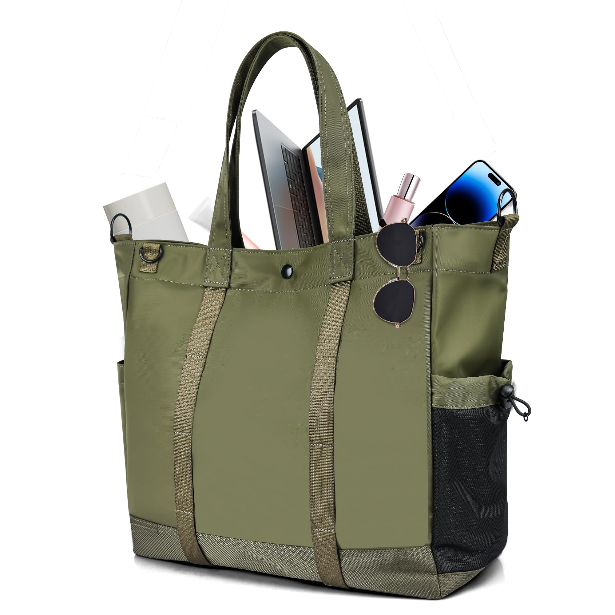 Laptop Tote Bag Handbag with Top-Handle & Detachable Shoulder Strap, Multi-Pocket Crossbody Computer Bags