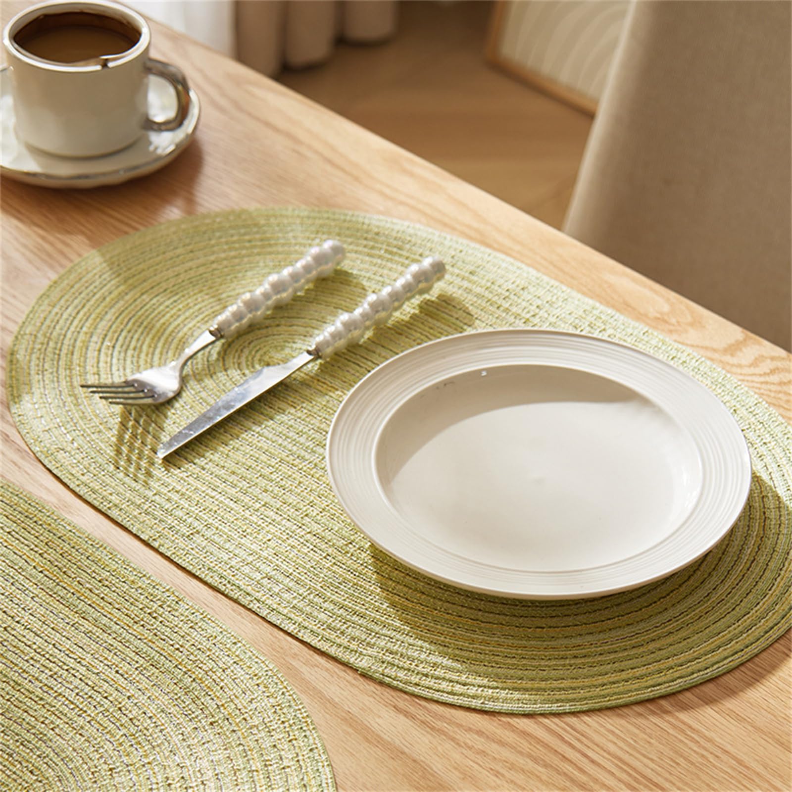 4er Set Abwaschbar Tischsets Platzsets rutschfeste 45x30cm Oval Platzdeckchen Hitzebeständig Schmutzabweisend für Esszimmer, Küche & Garten (Orange)