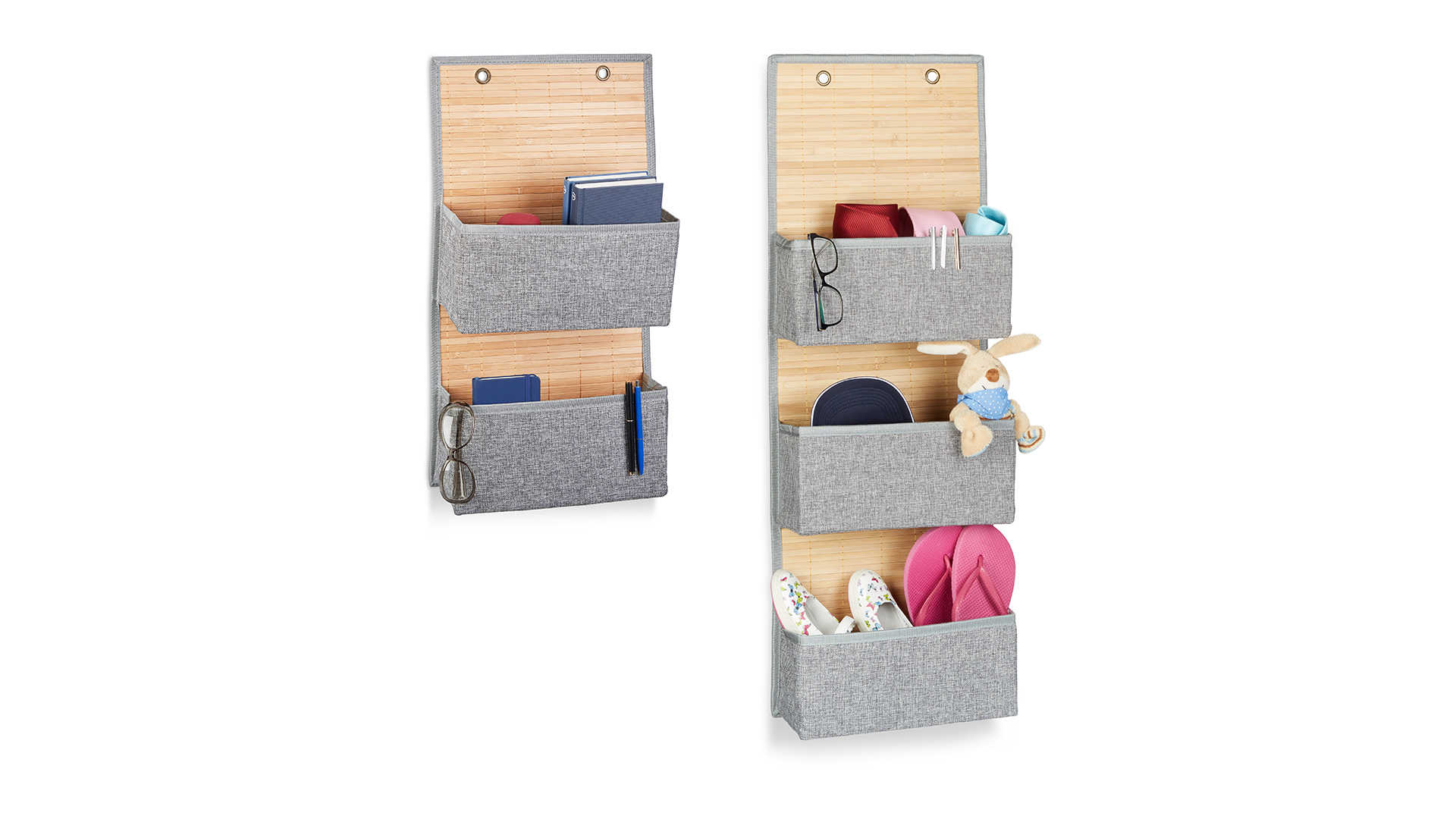 AARAINBOW Katoenen manden voor wanddeur, grote decoratieve hangende manden met 3 niveaus voor kinderkamer en badkamer (B-wit