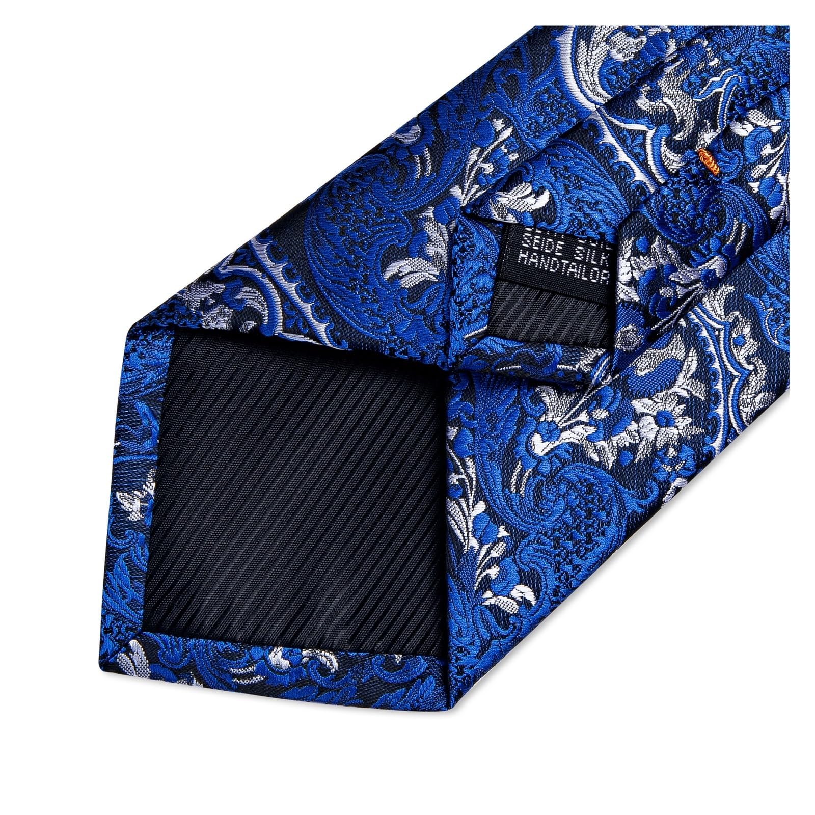 BAFAFA Corbatas de seda paisley azul plata para hombre 8 cm corbata de boda formal de trabajo conjunto pañuelo gemelos regalo for hombre