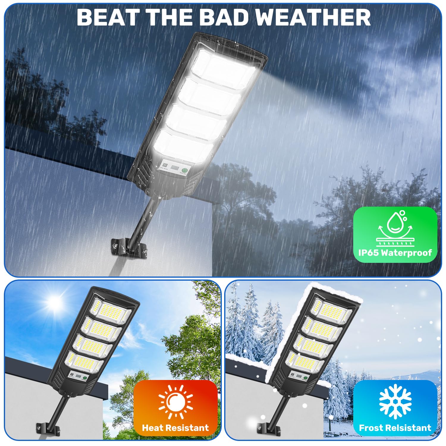 LEKIA Farolas Solares Exteriors, 600W Potente 192 LED Luz Solare Exterior con Sensor de Movimiento & Mando a Distancia, 6500K Focos Solares Exterior para Jardin, Garaje, Camino (2 Paquete)
