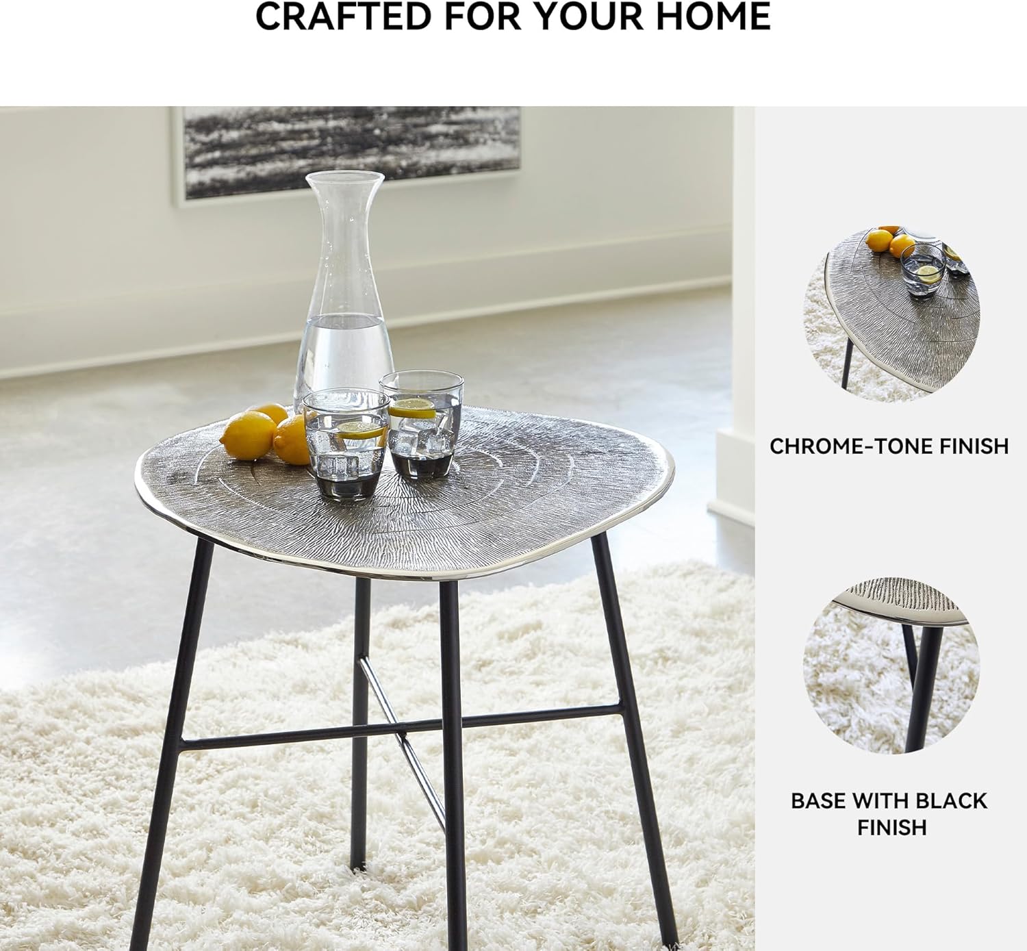 Signature Design by Ashley Laverford Contemporary End Table, Chome & Black