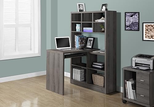 Miniatura 2 de Escritorio para computadora con biblioteca del lado derecho o izquierdo, Madera, Marrón Gris topo