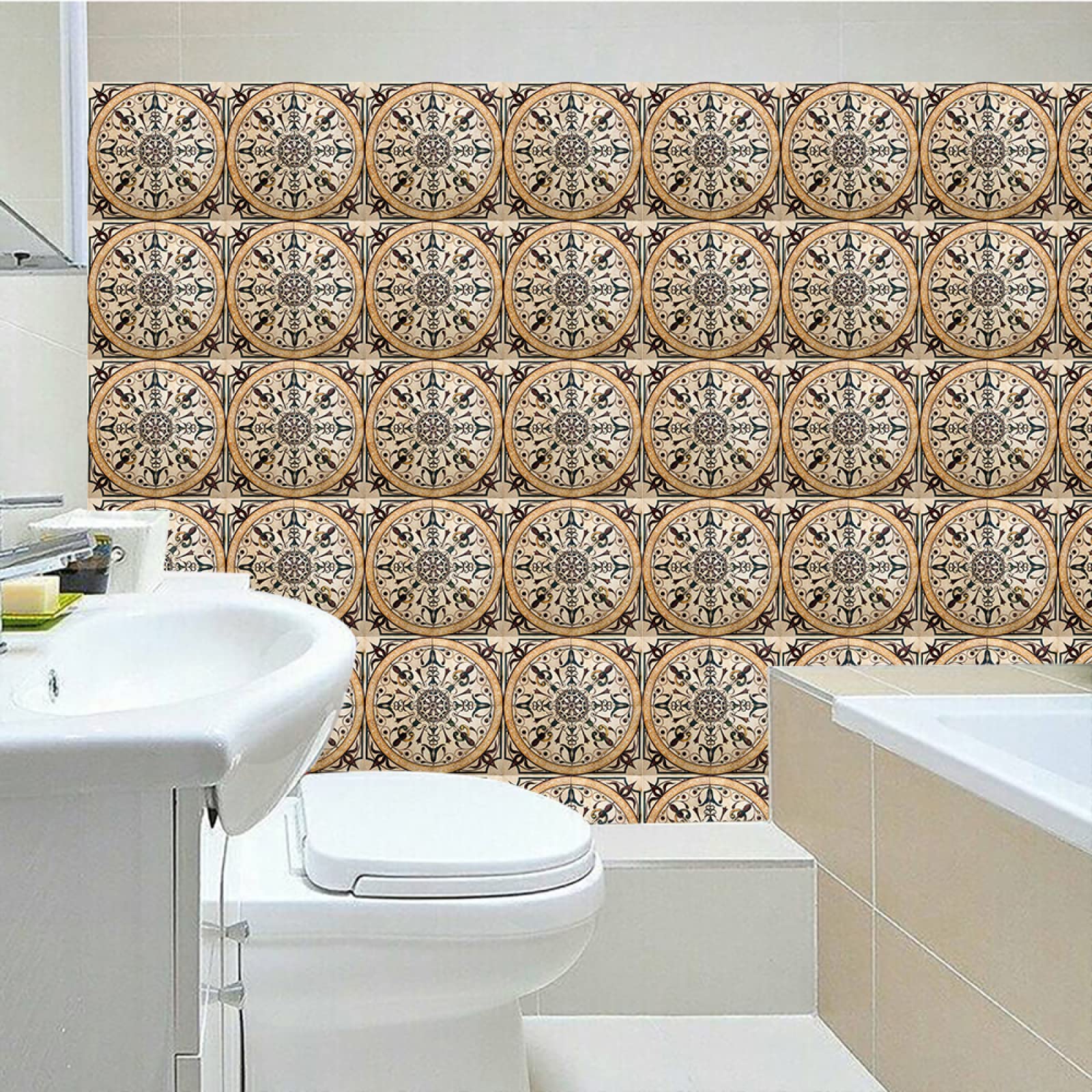 Naklejki imitujące płytki mozaikowe, PVC Tile Stickers Gold Pattern 10/15/20cm 10/20/30 PCS(20cm x 20cm*20PCS)