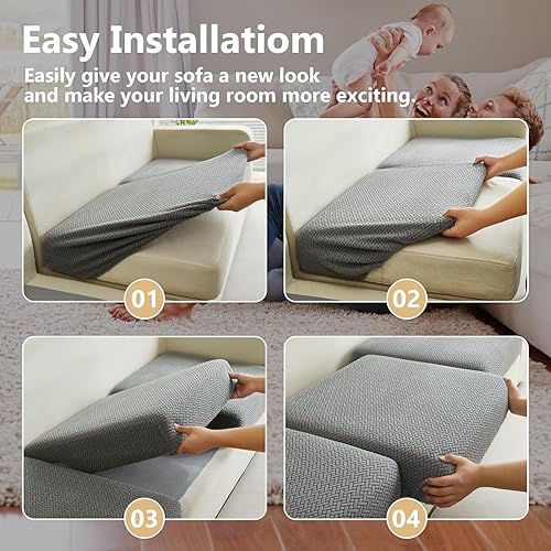 Miniatura 3 de Fundas mágicas para sofá, fundas de sofá relajantes para el hogar, fundas elásticas para sofá, fundas de sofá para perros, lavables (marrón, funda