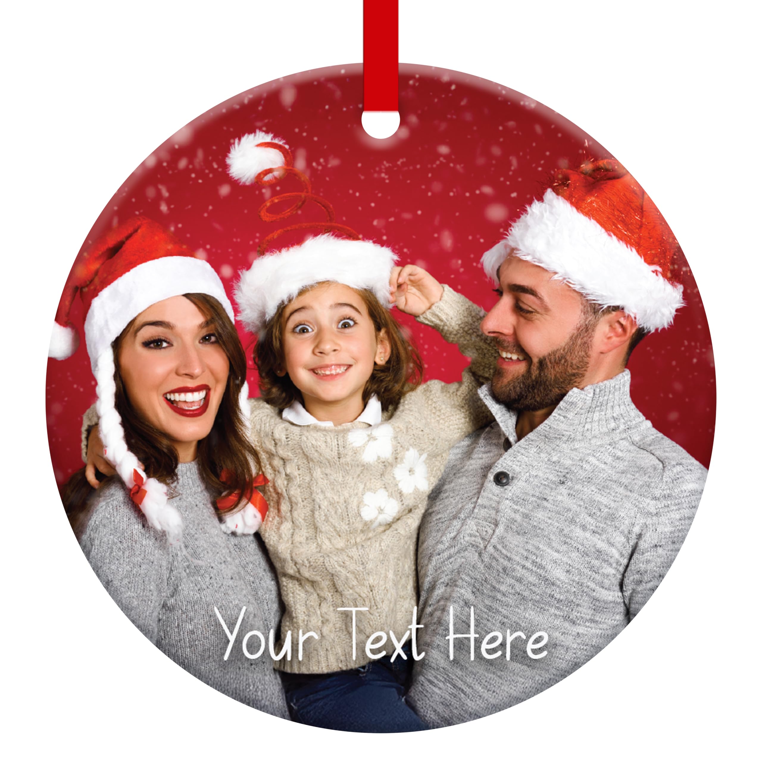 Personalised Christmas Bauble Custom Photo Text Baubles 2024 Christmas Tree Decorations Customised Ceramic Xmas Keepsake Gifts for Kids Mom Dad Fiends (Photo Bauble)