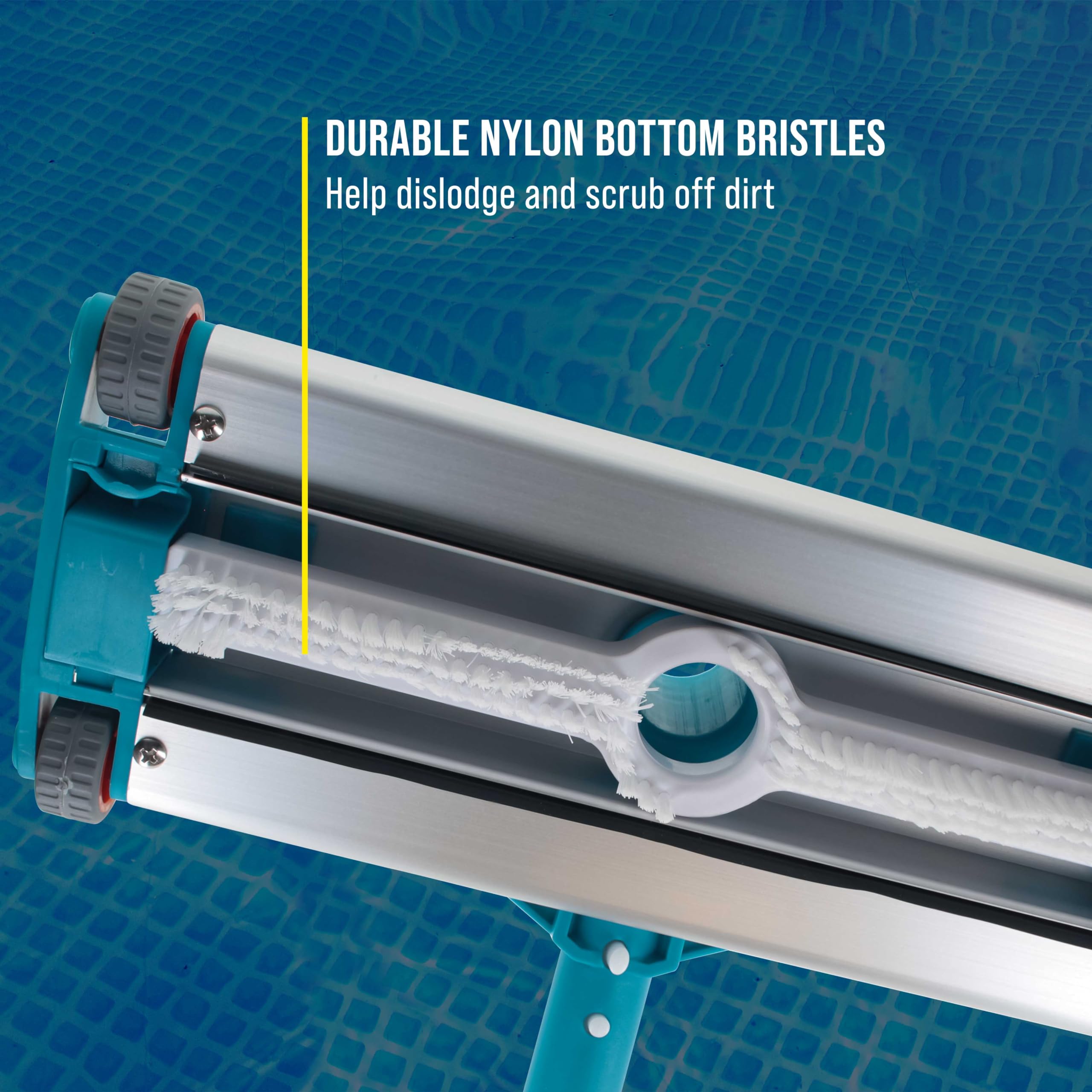 EE.UU. Pool Supply - Cabezal De Aspiradora De Piscina Con Peso De 16 Pulgadas Con Cerdas Laterales De Nailon, Conexión De Manguera Giratoria, Mango De