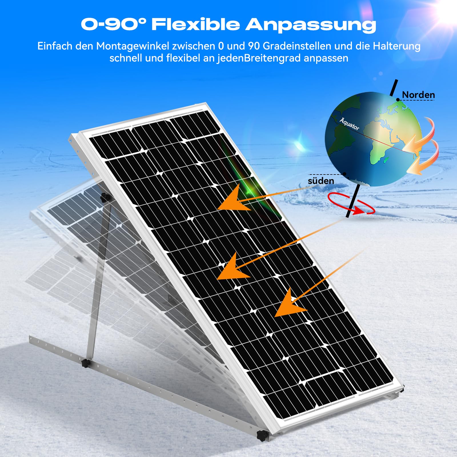 Pannello Fotovoltaico Da Balcone Supporto Pannelli Solari NuaFix 118 Cm - Staffe Alluminio Regolabili 0-90° Per Balcone O Tetto Supporto Pannelli - Foto 8