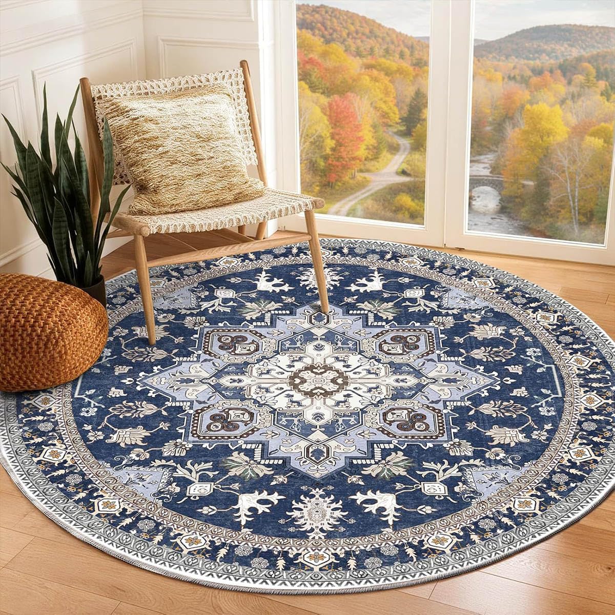 Tapis rond pour salon et chambre d'enfant idéal style bohème 160cm