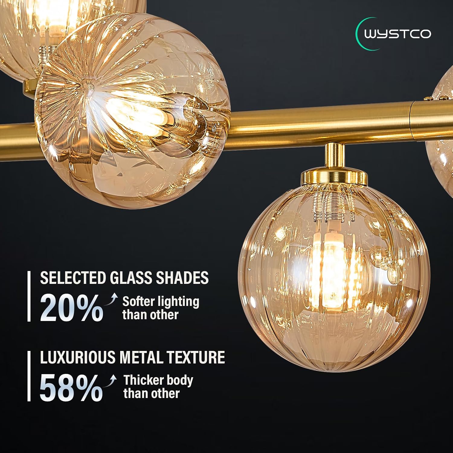 50" Large Glass Globe Sputnik Chandelier, 12-Light Mid Century Modern Dining Light Fixture Over Table, Brass Gold Linear Chandeliers for Dining Room Kitchen Island Living Room (Amber Bubble)