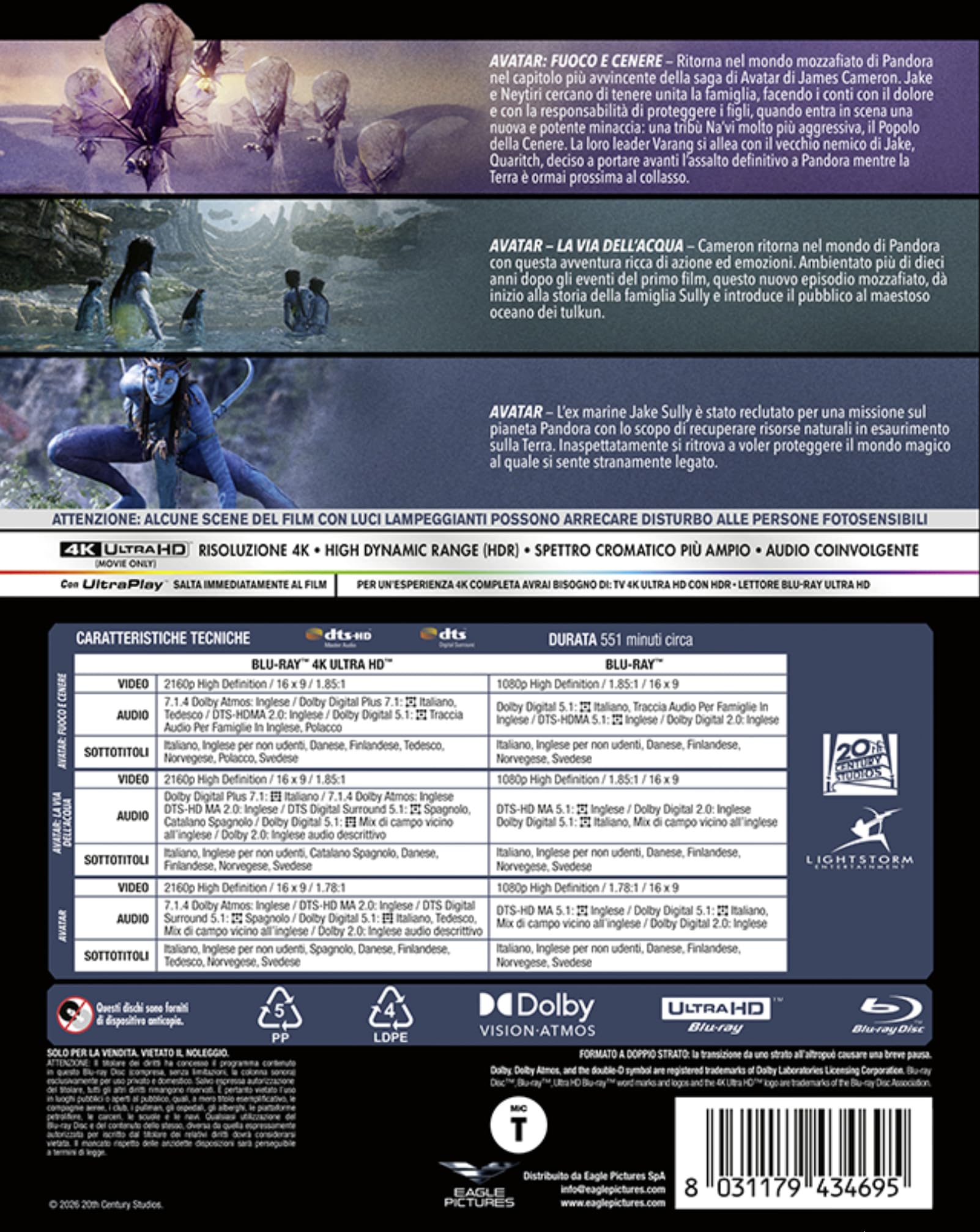 Avatar: 3 Movie Collection - 4K Uhd (3 4K + 3 Bd)
