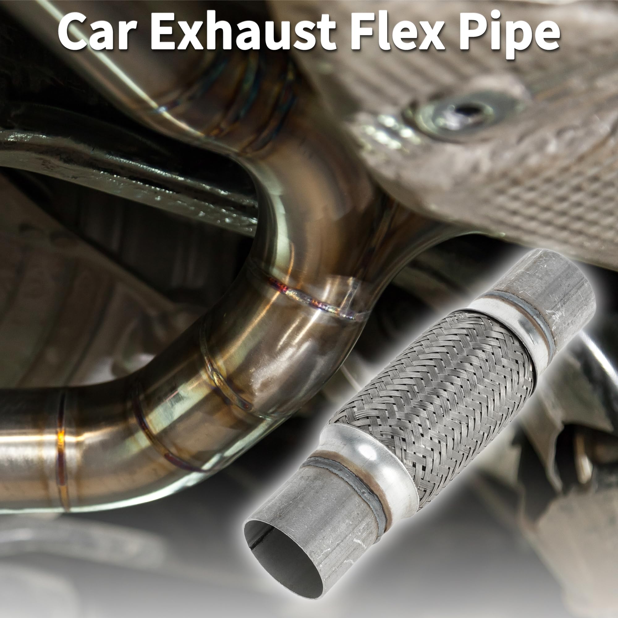 Tubo Flexible De Escape 2.16 Pulgadas OD 1 Pieza Para Automóvil | Acero Inoxidable, Plateado, Diámetro Interno 50mm, Longitud 250mm, Reduce Ruido Y Vibración, Universal Para Autos