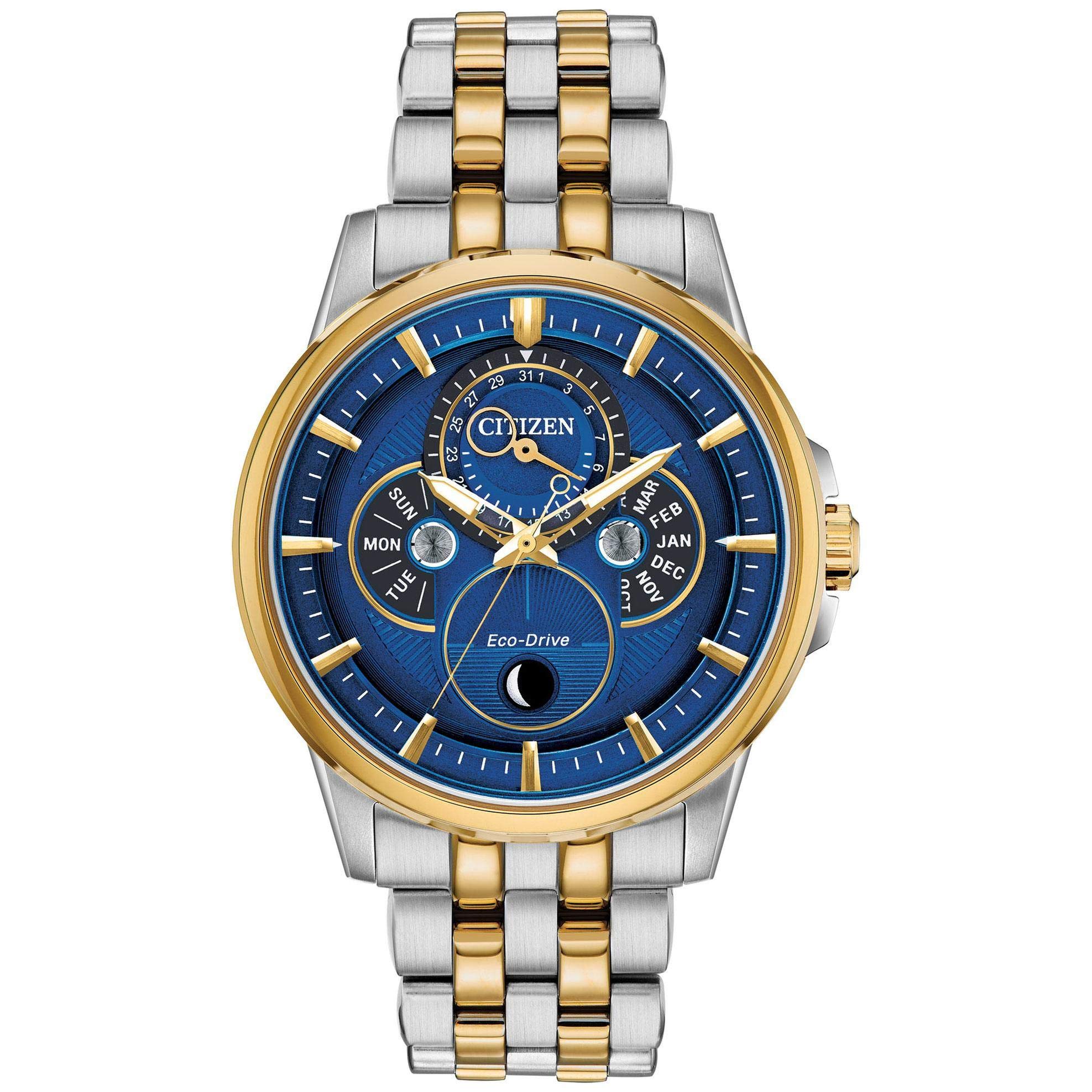Men's Classic Calendrier Eco-Drive Watch, Moonphase Indicator, Month, Day and Date