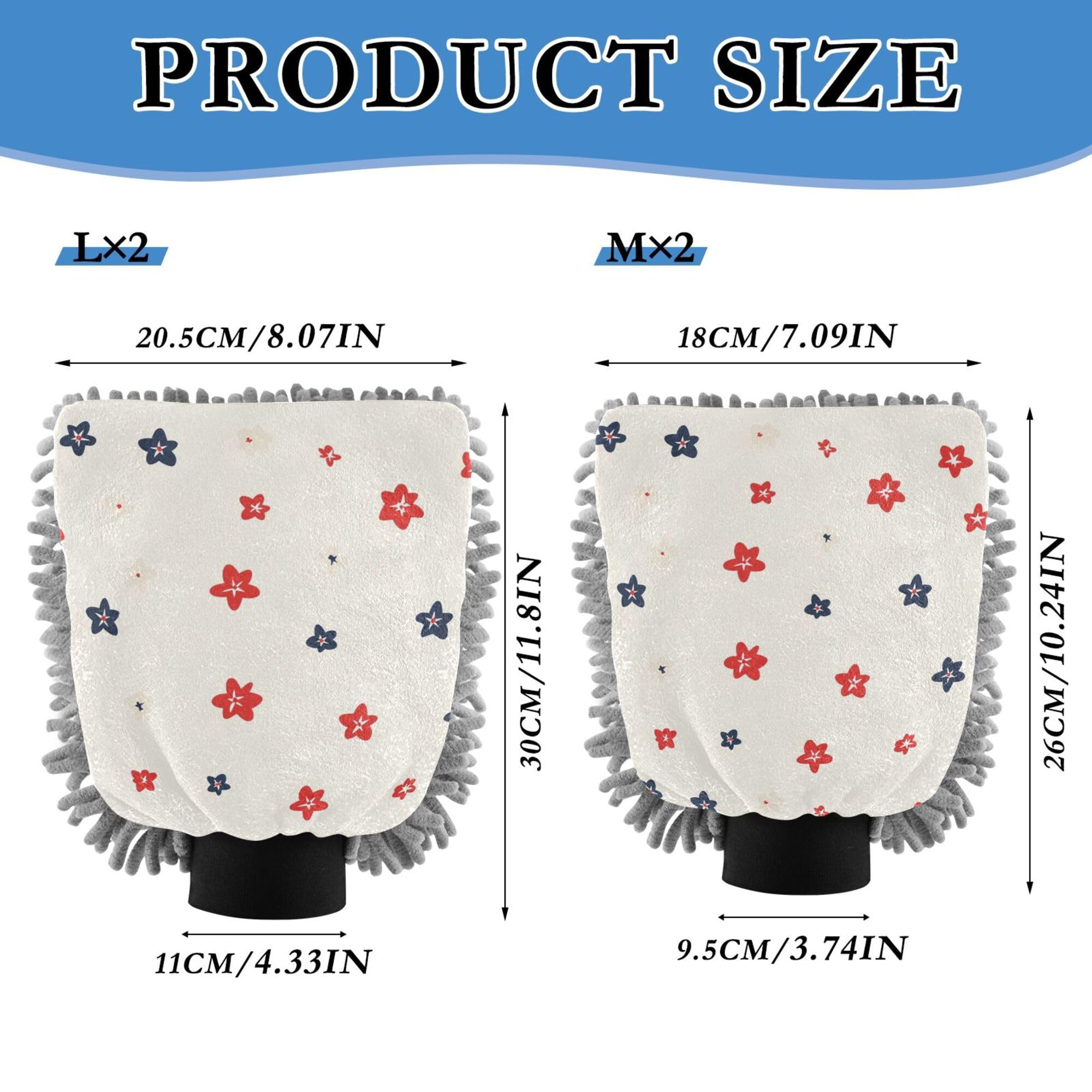 Retro Flowers Poppy Hand Mitt Car Wash Glove 2 Pack Washing Mitts Scratch-Free Washer Sponge for Wash Drying