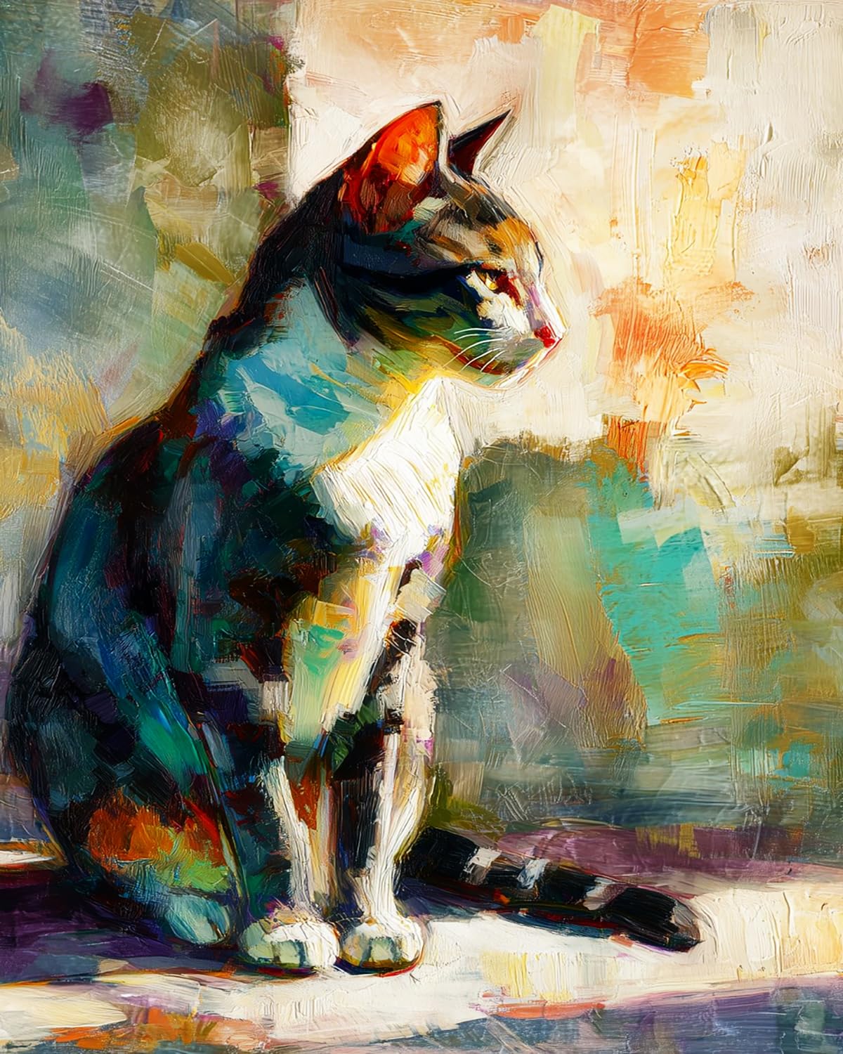 Liubaishi Multicolour Paint By Numbers Kit For Adults, Colourful Quiet Cat, 40X50 Cm, Acrylic On Canvas