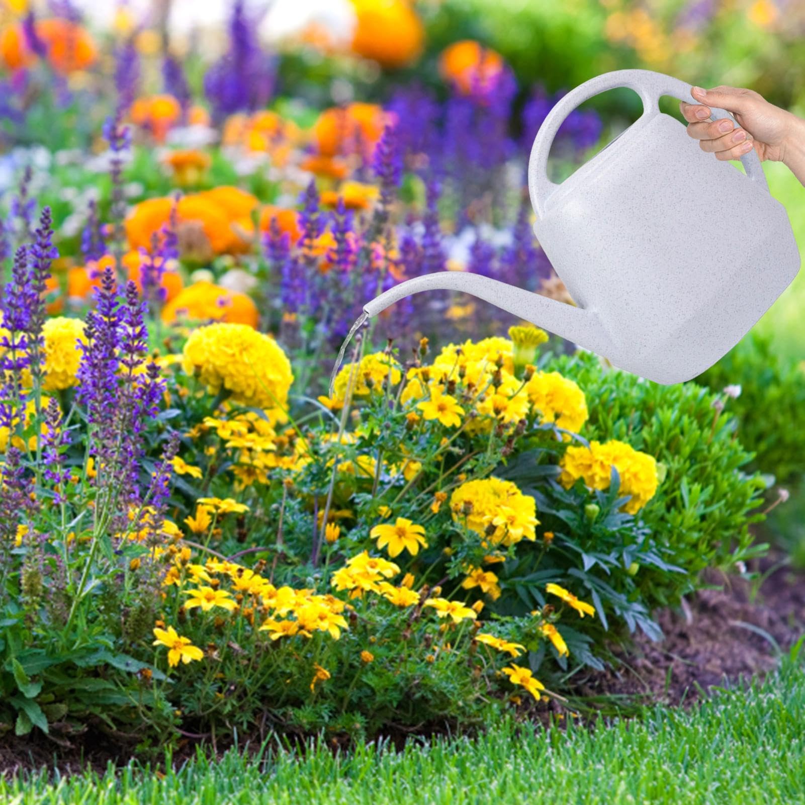 Annaffiatoio 4 Litri In Plastica Con Manico Ergonomico E Becco Lungo - Per Piante Da Giardino E Interno, Blu Scuro