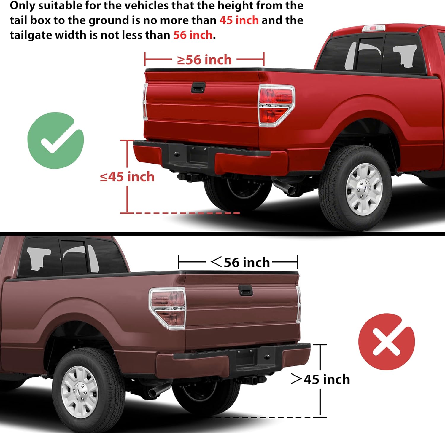 KEWISAUTO Foldable Pickup Truck Tailgate Ladder with Grab Handle, 45" Heavy Duty Universal Folding 360°Rotatable Tailgate Step Ladder with Handrail for Ford F250, Dodge RAM 2500 etc. Accessories