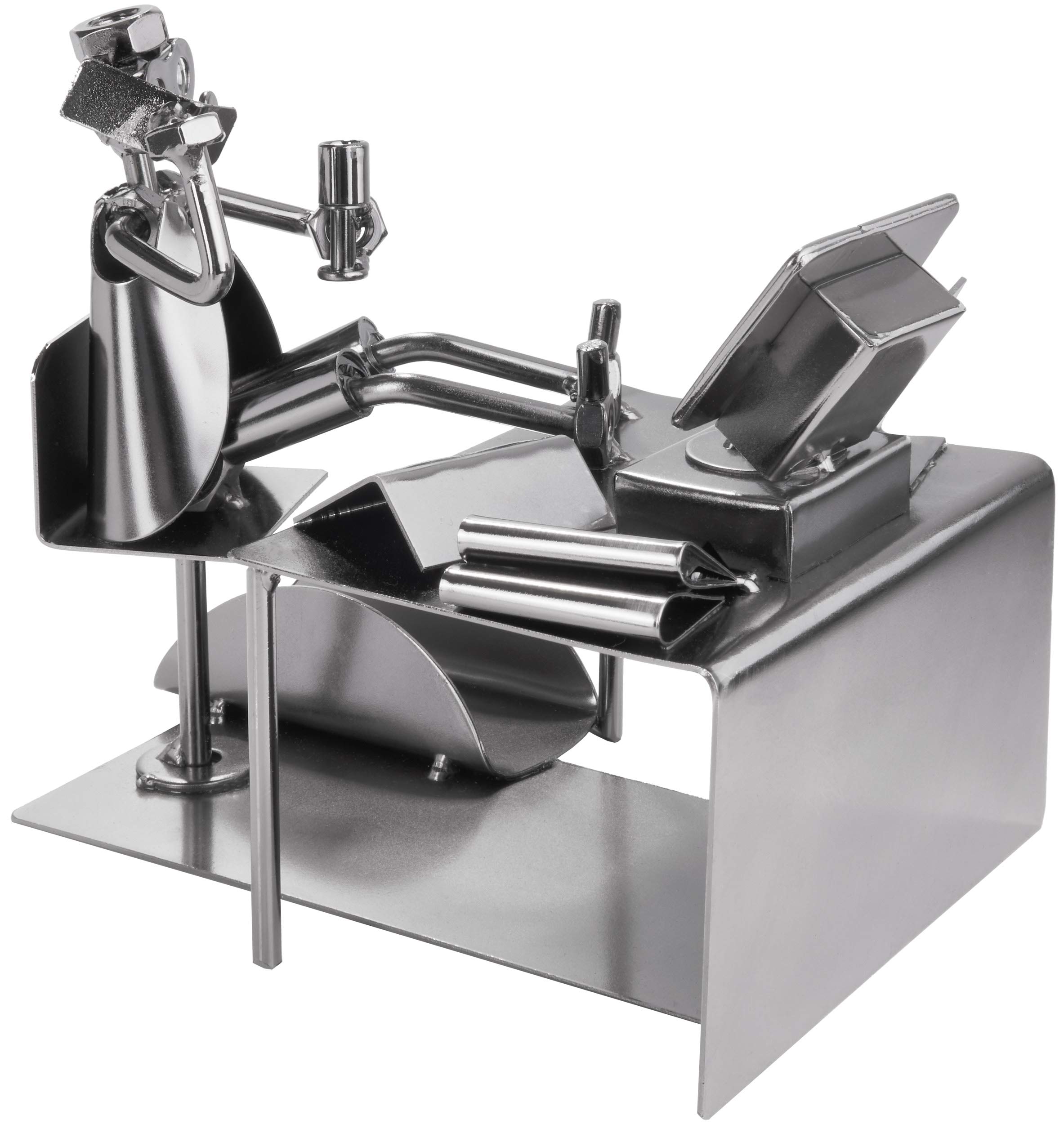 BRUBAKER Screw Man Pc Office Worker with Business Card Holder Steel Metal Figure