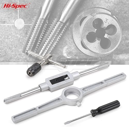 Miniatura 5 de Hi-Spec Juego de 39 piezas SAE y métricos de grifos y troqueles Juego completo de M3 a M12  4 a 12 pulgadas de herramientas finas y gruesas para