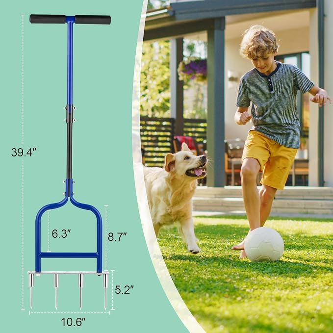 Aerador manual con púas de acero inoxidable para césped miniatura 2