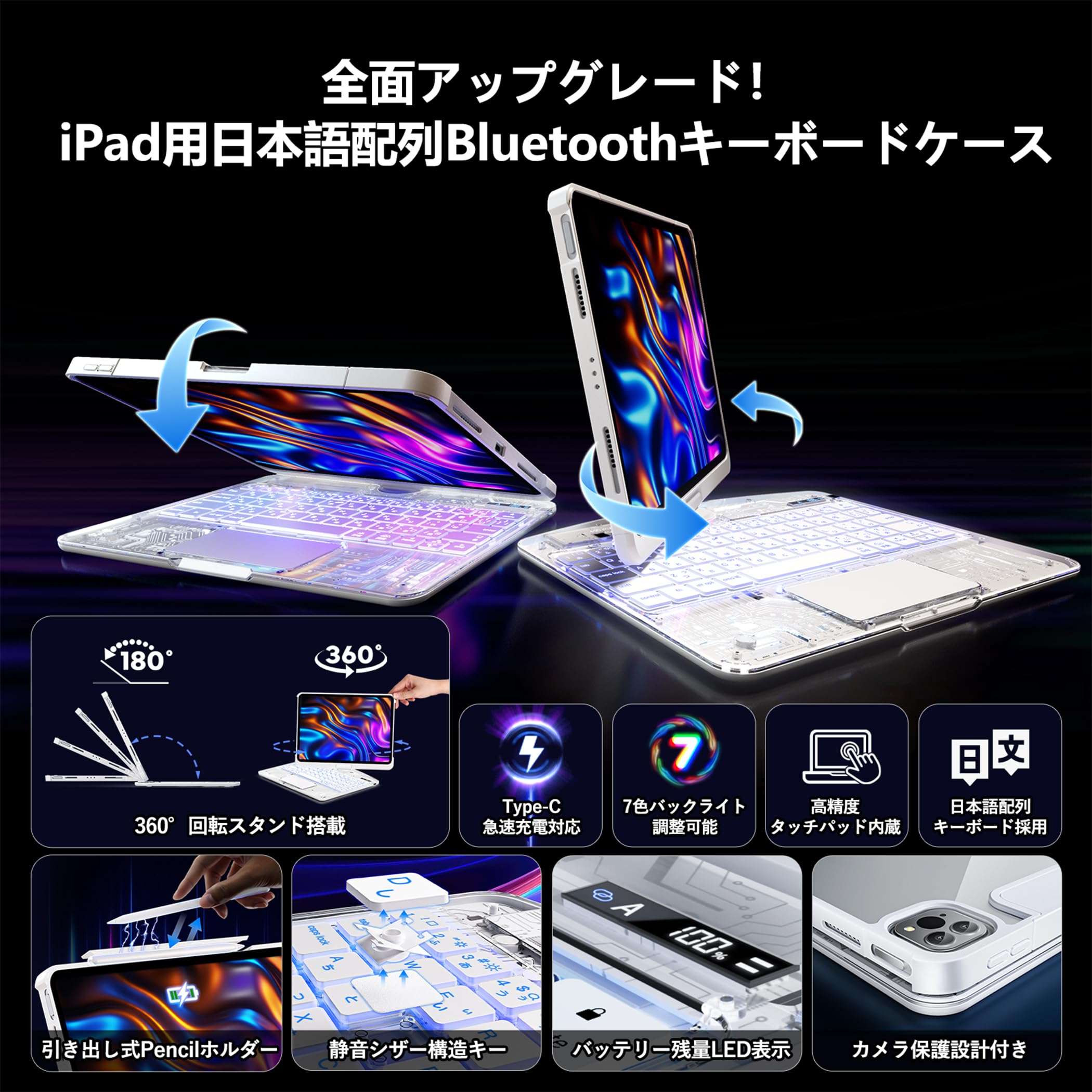 BJBT Ipad pro 13インチ　M4 2024 用　キーボードケース Amazon.co.jp: BJBT ipad Pro 13インチ M4/M5 キーボードケース 対応