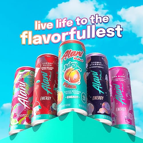 Miniatura 8 de Alani Nu JUICY PEACH - Bebidas energéticas bajas en calorías sin azúcar, 200 mg de cafeína, rendimiento previo al entrenamiento con antioxidantes,