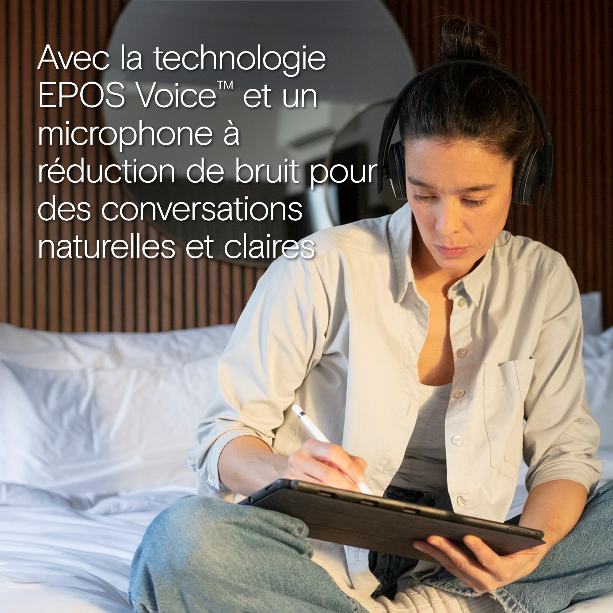 Casque Sans Fil EPOS Série C20: Connectivité Multi-Appareils, Jusqu'à 27h d'Autonomie, Certifié Microsoft Teams & Zoom, Design Élégant, Confort Sur l'Oreille, Idéal pour Travail et Étude