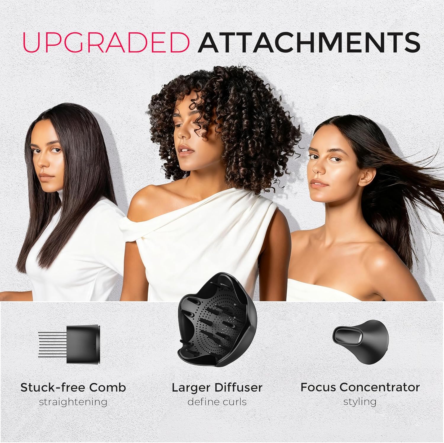 TYMO Diffuser Hair Dryer Blow Dryer - 300 Million Ionic Hairdryer with Diffuser & Comb Attachment for Curly Hair, Professional Blowdryer for Women, Cool Air Button, Small Travel Lightweight, Black - Image 4