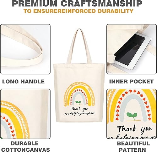 Miniatura 2 de 8 bolsas de lona para profesores, regalos de agradecimiento para profesores, bolsas reutilizables esenciales para profesores, regalos de fin de